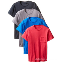 Wholesale Custom Design Casual Round Neck T Shirt with Chest Patch Pocket